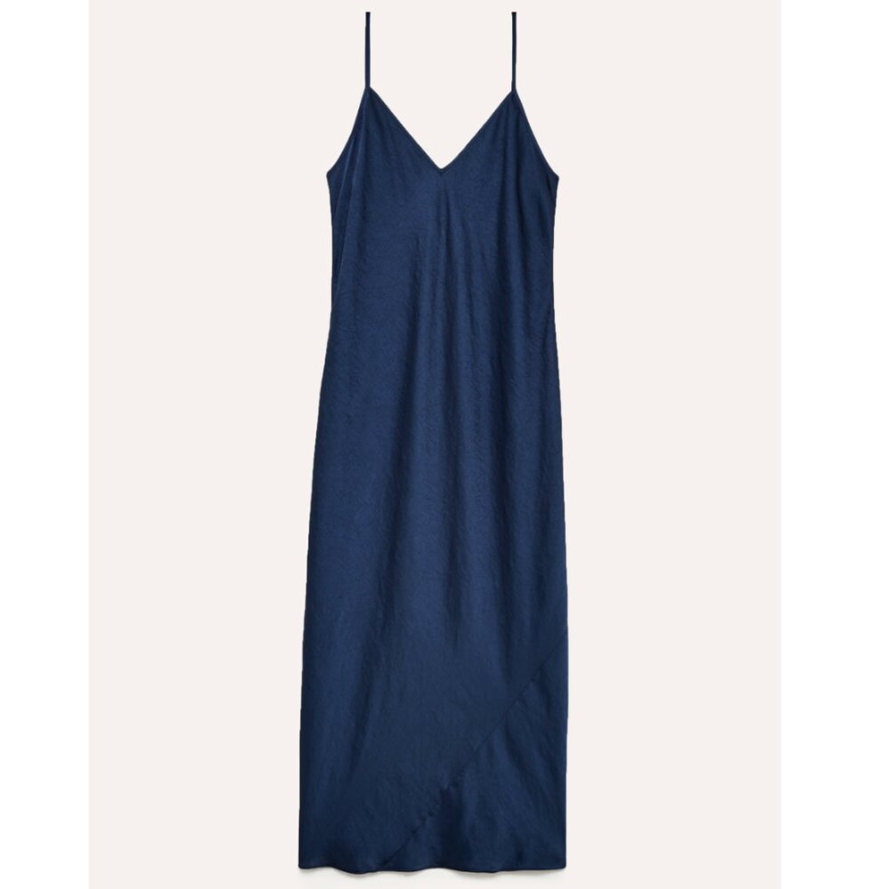 Aritzia Wilfred Christine Satin Midi Slip Dress NWT | Size: Large | Color: Navy